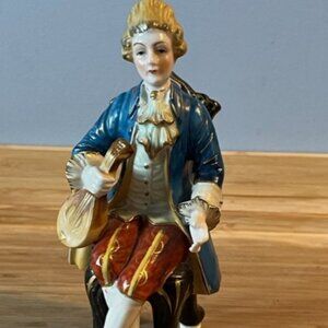 Porcelain Shafford Hand Painted colonial fragonard sitting figurine 1950s